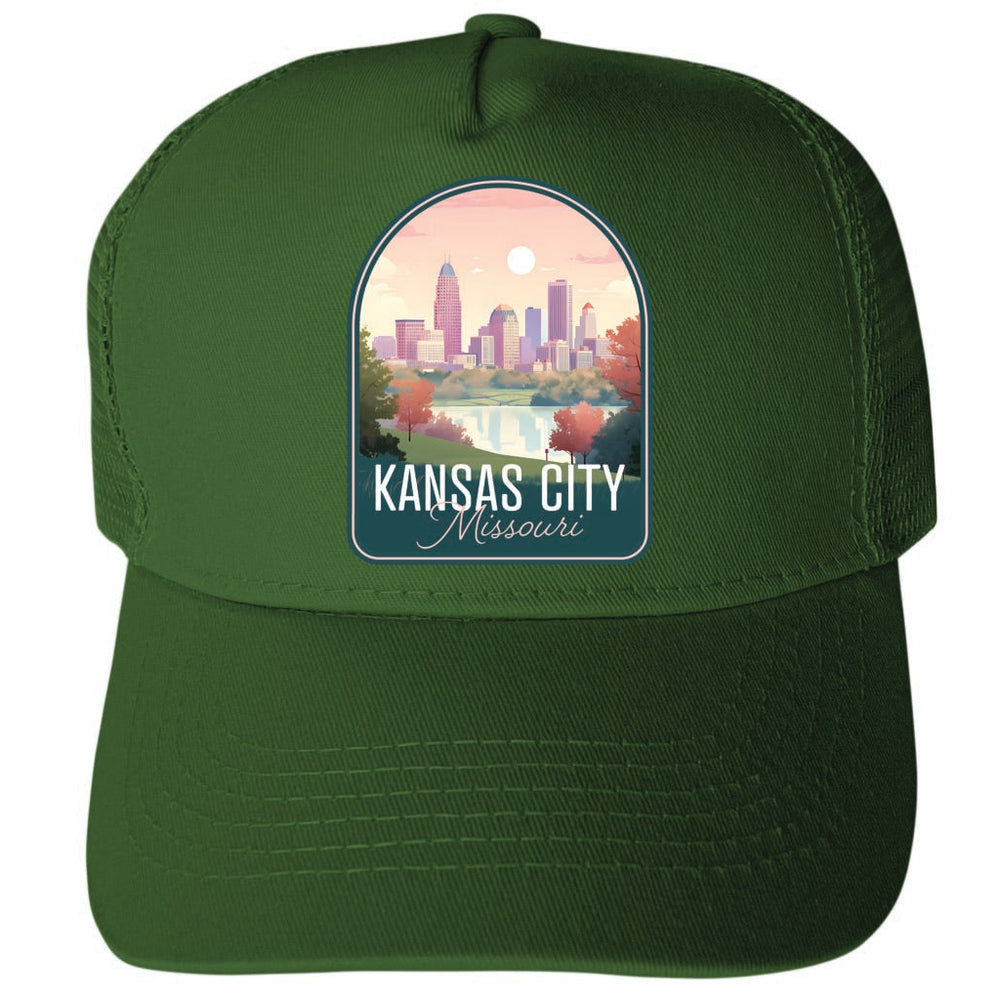 Kansas City Missouri Design B Unisex Mesh Back Trucker Hat with Adjustable Snapback Image 2