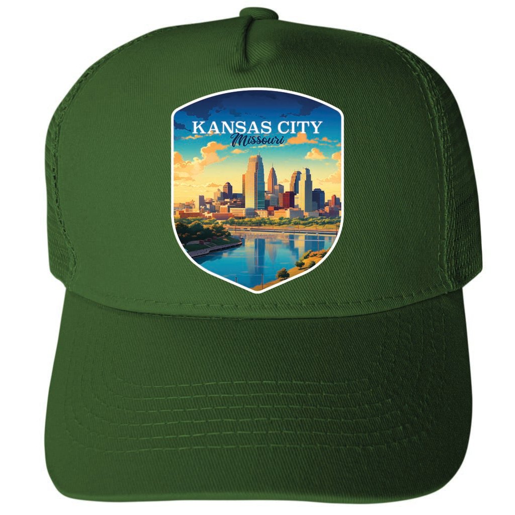 Kansas City Missouri Design A Unisex Mesh Back Trucker Hat with Adjustable Snapback Image 1