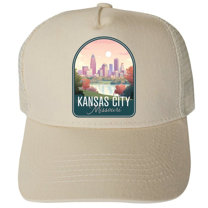 Kansas City Missouri Design B Unisex Mesh Back Trucker Hat with Adjustable Snapback Image 3