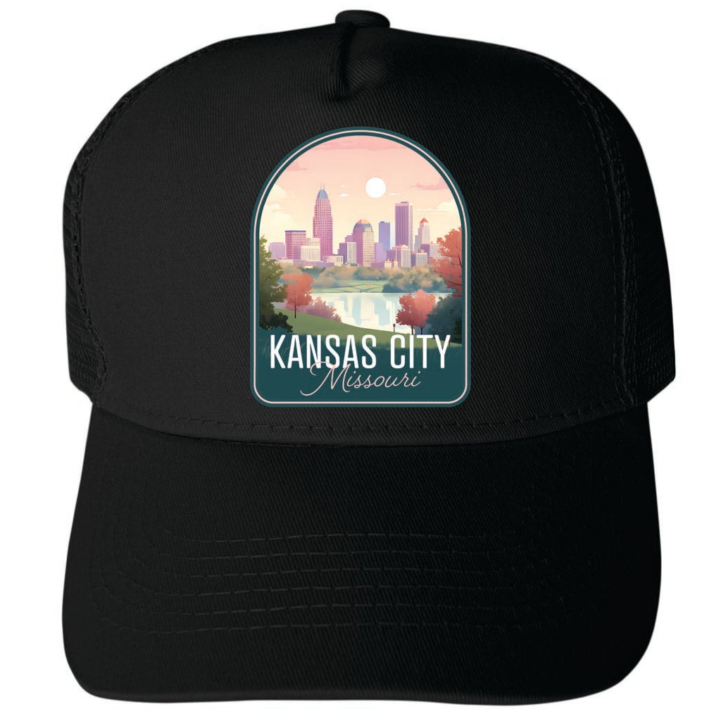 Kansas City Missouri Design B Unisex Mesh Back Trucker Hat with Adjustable Snapback Image 4