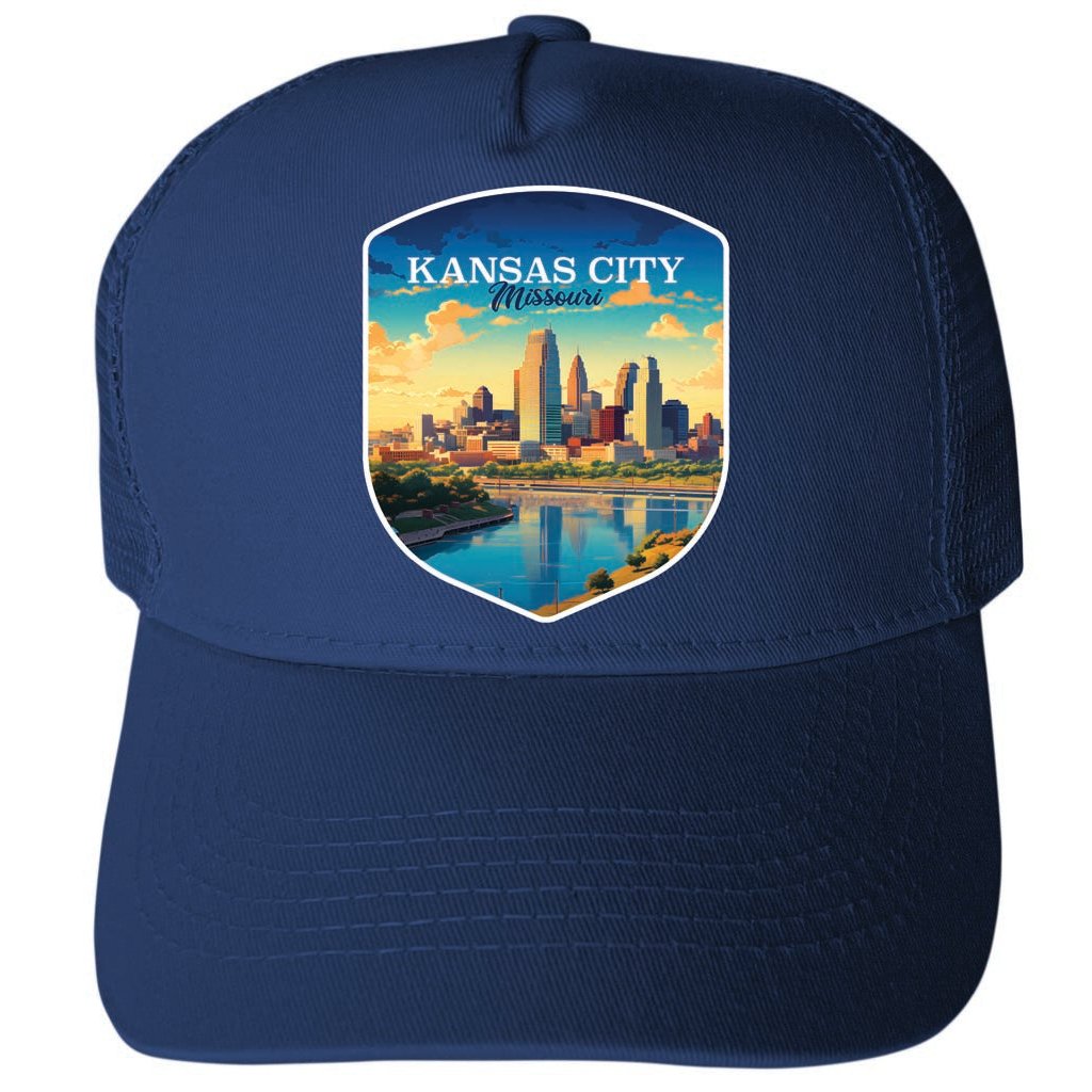 Kansas City Missouri Design A Unisex Mesh Back Trucker Hat with Adjustable Snapback Image 2