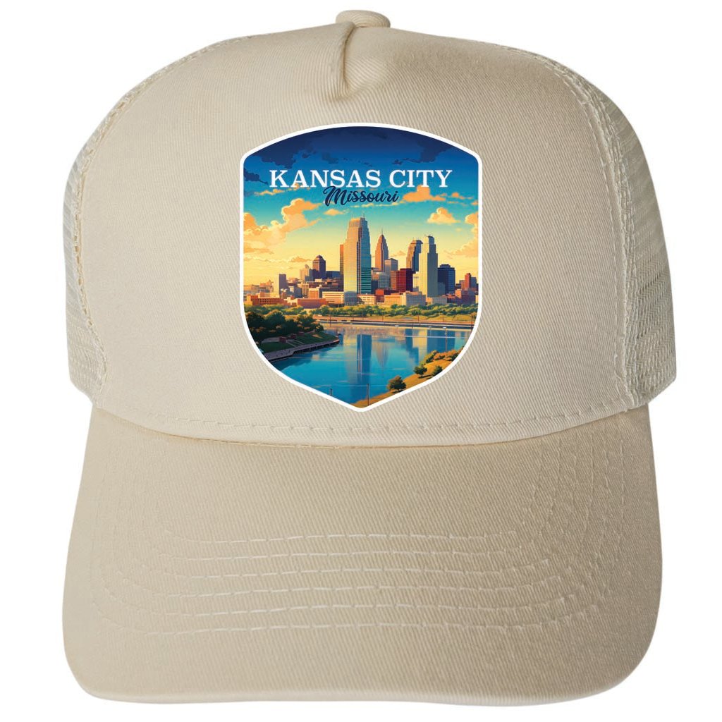 Kansas City Missouri Design A Unisex Mesh Back Trucker Hat with Adjustable Snapback Image 3