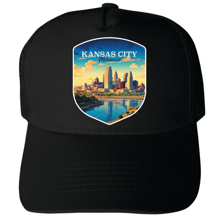 Kansas City Missouri Design A Unisex Mesh Back Trucker Hat with Adjustable Snapback Image 4