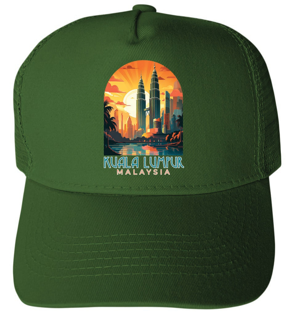 Kuala Lumpur Malaysia Design A Unisex Mesh Back Trucker Hat with Adjustable Snapback Image 1