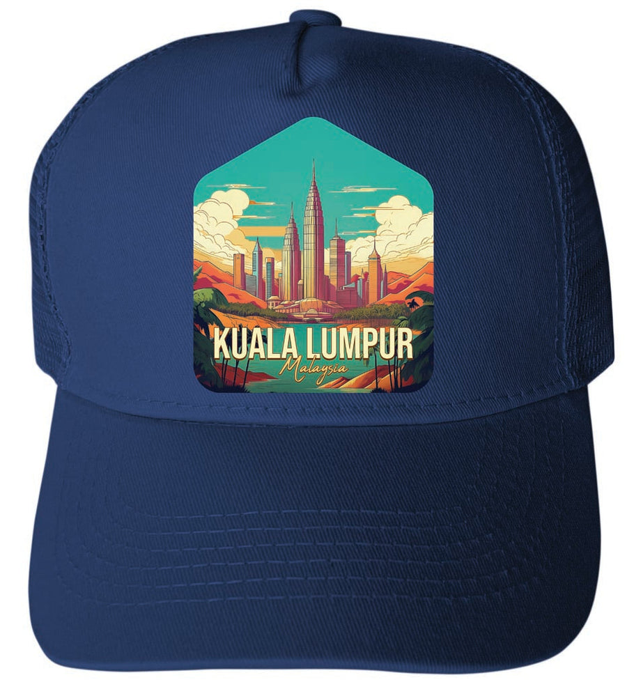 Kuala Lumpur Malaysia Design B Unisex Mesh Back Trucker Hat with Adjustable Snapback Image 1