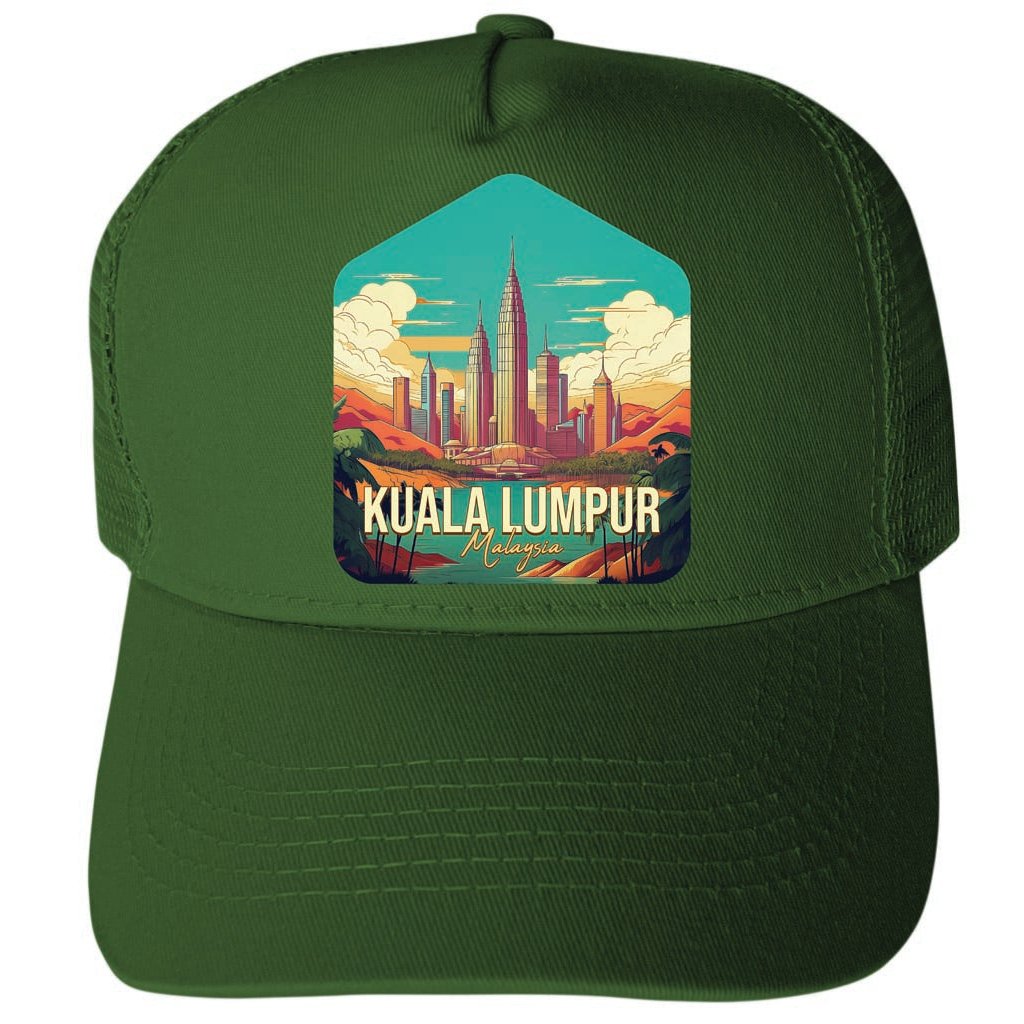 Kuala Lumpur Malaysia Design B Unisex Mesh Back Trucker Hat with Adjustable Snapback Image 2