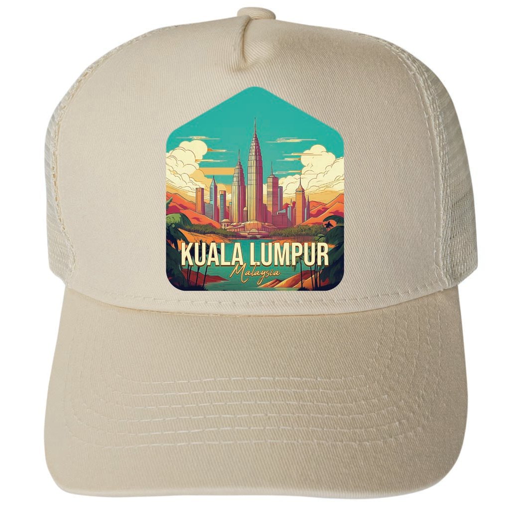 Kuala Lumpur Malaysia Design B Unisex Mesh Back Trucker Hat with Adjustable Snapback Image 3