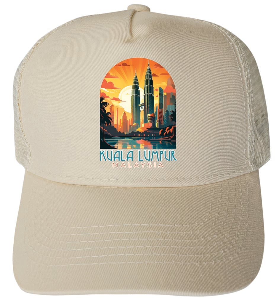 Kuala Lumpur Malaysia Design A Unisex Mesh Back Trucker Hat with Adjustable Snapback Image 1