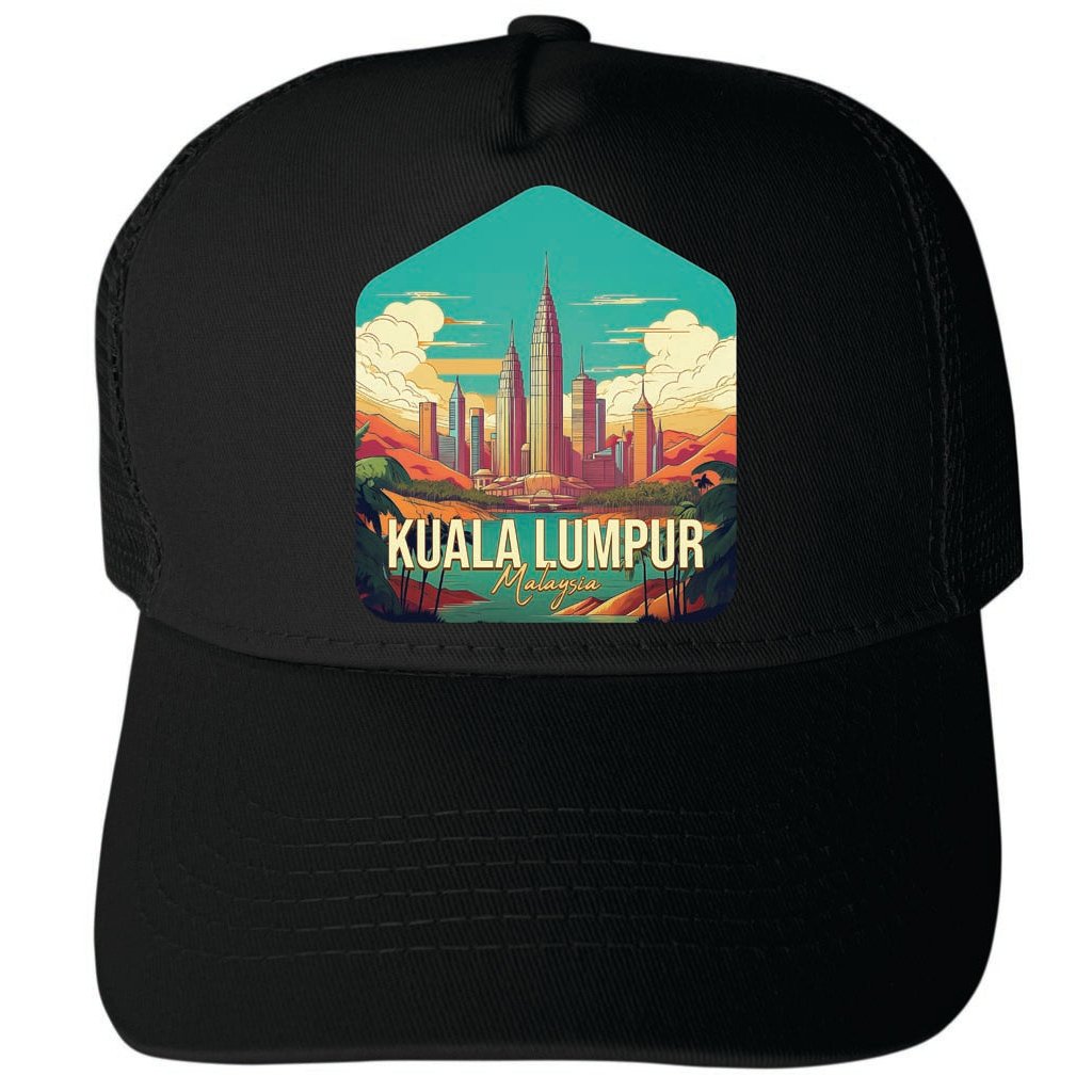 Kuala Lumpur Malaysia Design B Unisex Mesh Back Trucker Hat with Adjustable Snapback Image 4