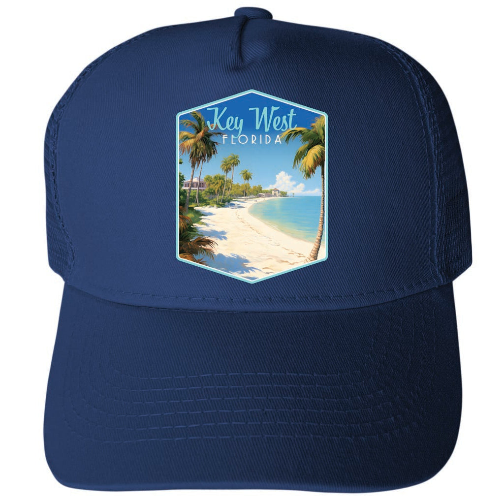 Key West Florida Design B Unisex Mesh Back Trucker Hat with Adjustable Snapback Image 4