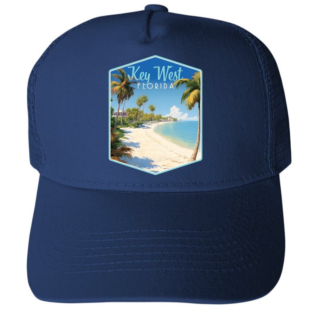 Key West Florida Design B Unisex Mesh Back Trucker Hat with Adjustable Snapback Image 1