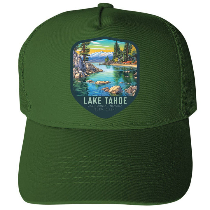 Lake Tahoe Design B Unisex Mesh Back Trucker Hat with Adjustable Snapback Image 1