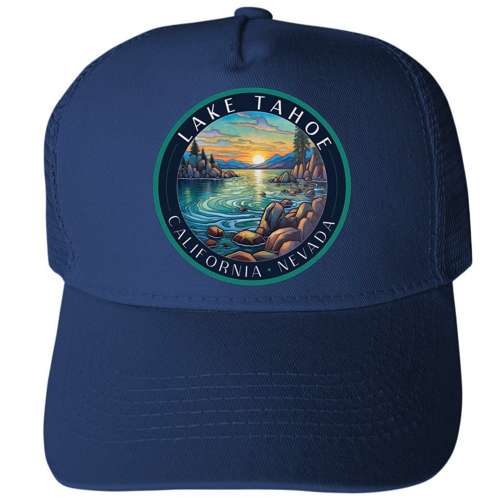 Lake Tahoe Design C Unisex Mesh Back Trucker Hat with Adjustable Snapback Image 1