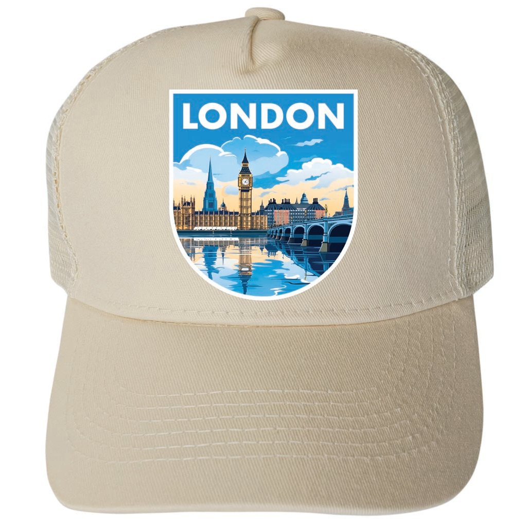 London England Design A Unisex Mesh Back Trucker Hat with Adjustable Snapback Image 3