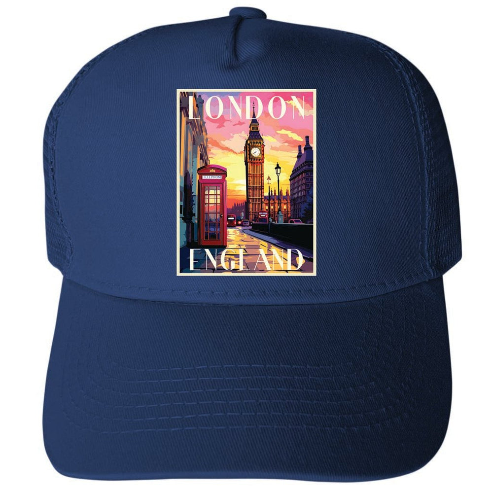 London England Design B Unisex Mesh Back Trucker Hat with Adjustable Snapback Image 2