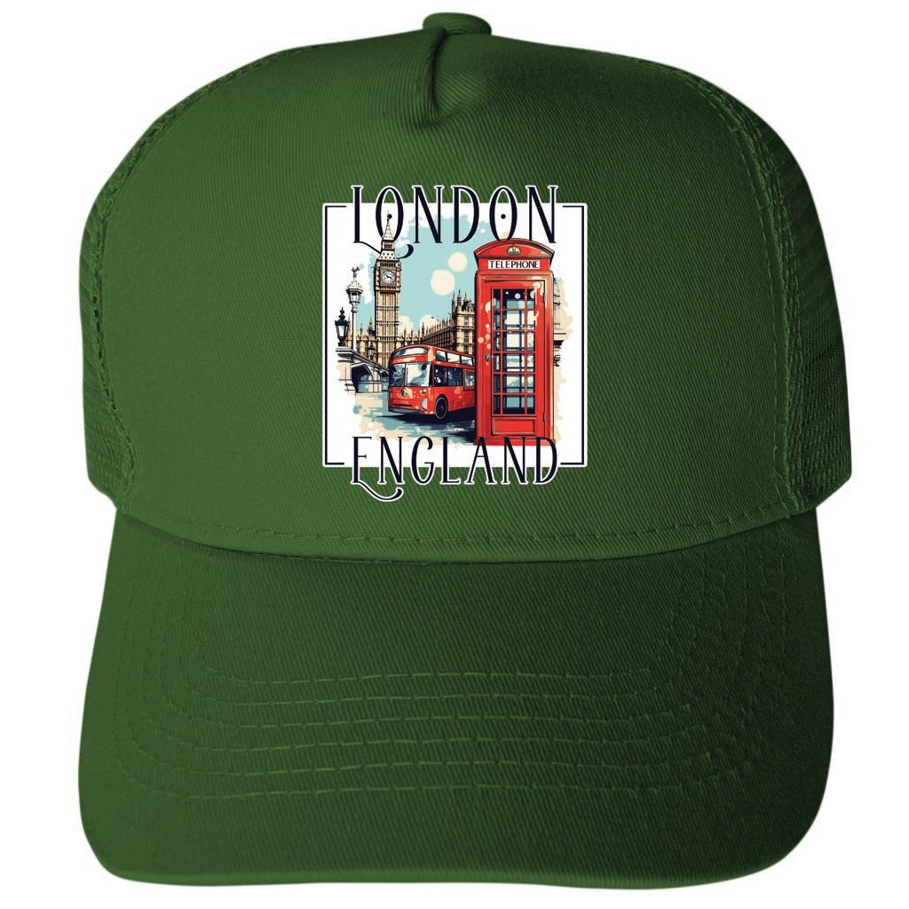 London England Design C Unisex Mesh Back Trucker Hat with Adjustable Snapback Image 2