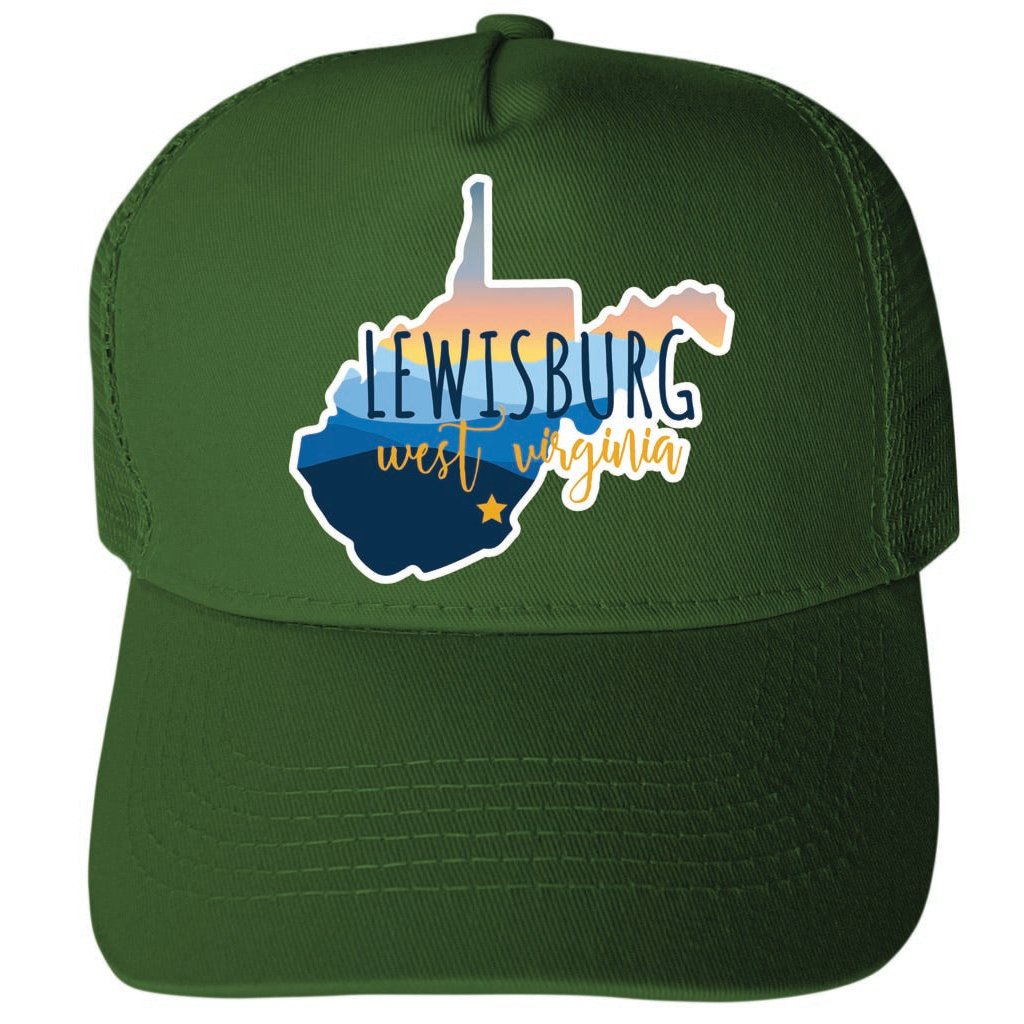 Lewisburg West Virginia Blue Ridge State Shape Unisex Mesh Back Trucker Hat with Adjustable Snapback Image 2