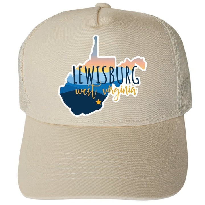 Lewisburg West Virginia Blue Ridge State Shape Unisex Mesh Back Trucker Hat with Adjustable Snapback Image 3