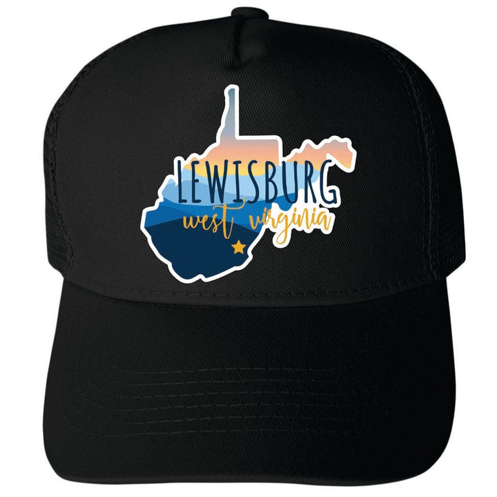 Lewisburg West Virginia Blue Ridge State Shape Unisex Mesh Back Trucker Hat with Adjustable Snapback Image 4