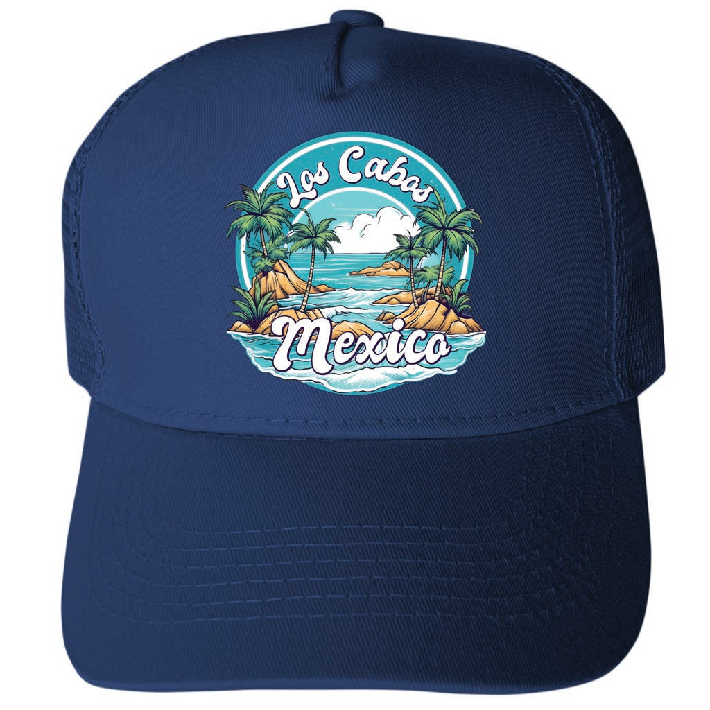 Los Cabos Mexico Design A Unisex Mesh Back Trucker Hat with Adjustable Snapback Image 1