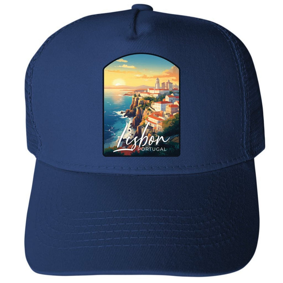 Lisbon Portugal Design B Unisex Mesh Back Trucker Hat with Adjustable Snapback Image 1