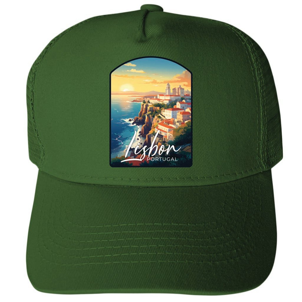 Lisbon Portugal Design B Unisex Mesh Back Trucker Hat with Adjustable Snapback Image 2