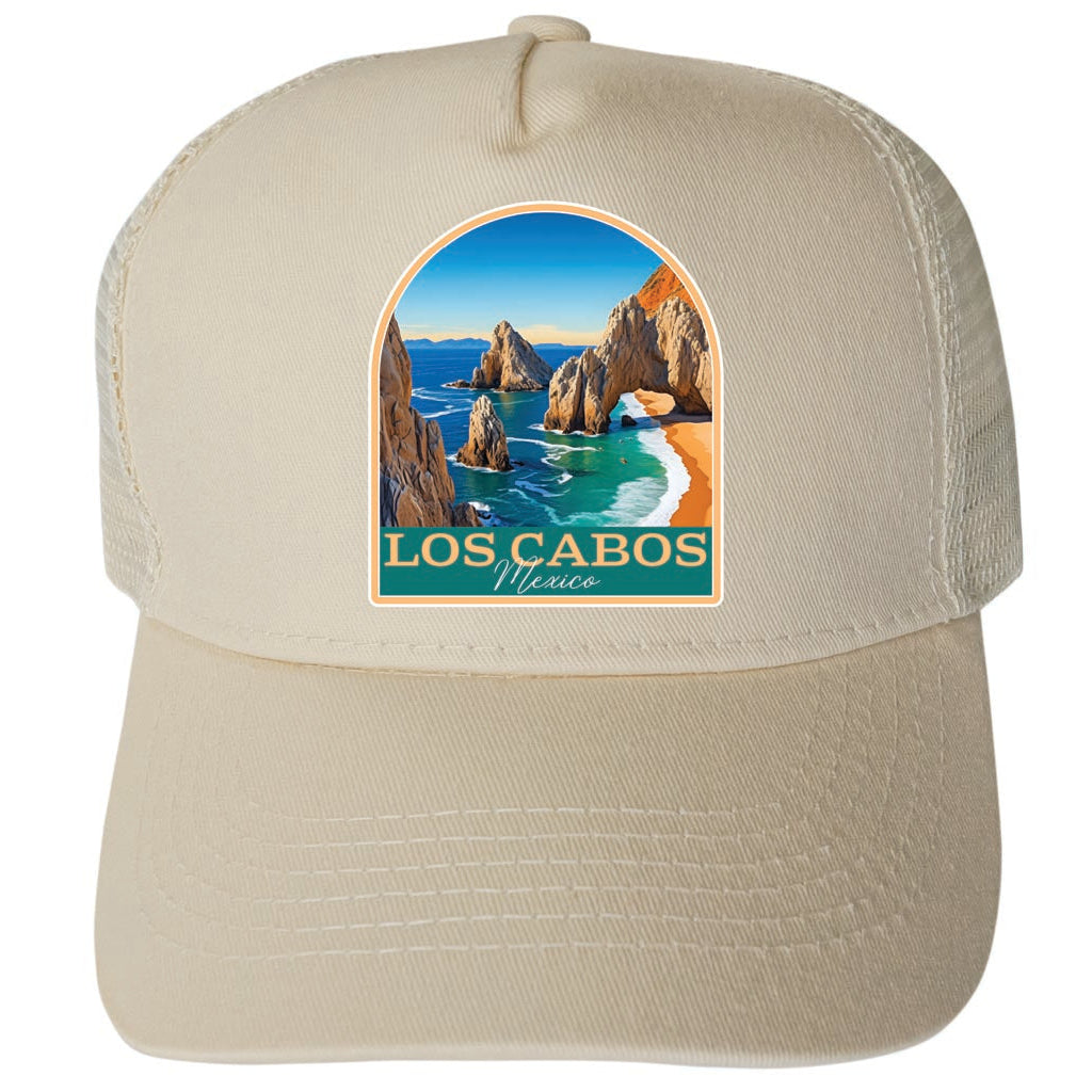 Los Cabos Mexico Design B Unisex Mesh Back Trucker Hat with Adjustable Snapback Image 3