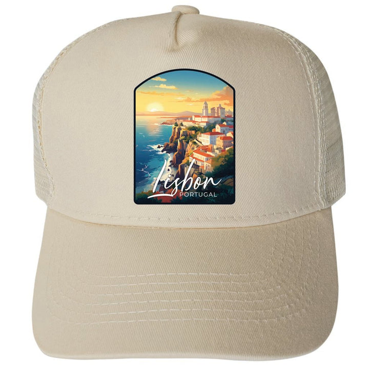 Lisbon Portugal Design B Unisex Mesh Back Trucker Hat with Adjustable Snapback Image 3