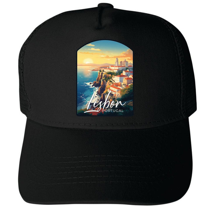 Lisbon Portugal Design B Unisex Mesh Back Trucker Hat with Adjustable Snapback Image 4