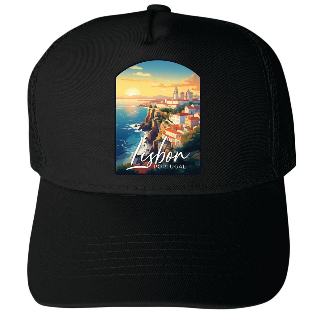 Lisbon Portugal Design B Unisex Mesh Back Trucker Hat with Adjustable Snapback Image 1