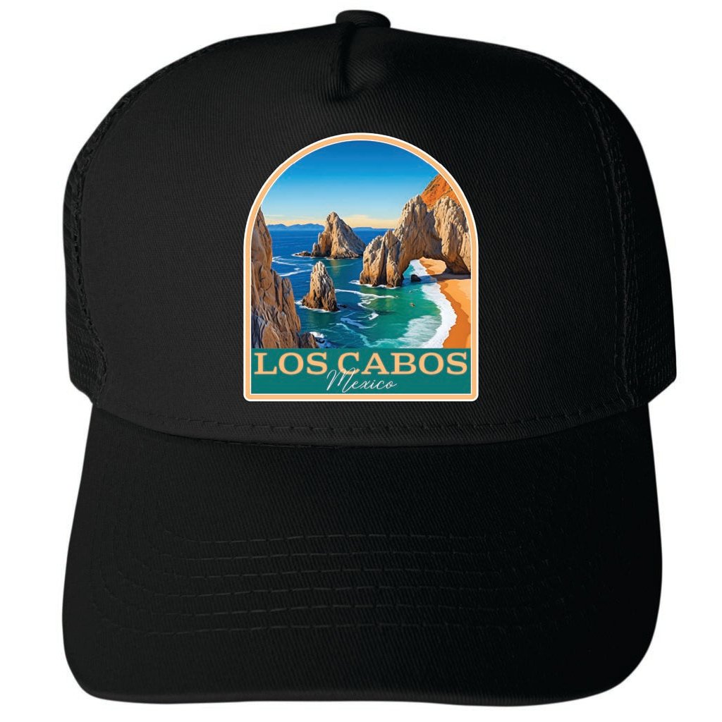 Los Cabos Mexico Design B Unisex Mesh Back Trucker Hat with Adjustable Snapback Image 4