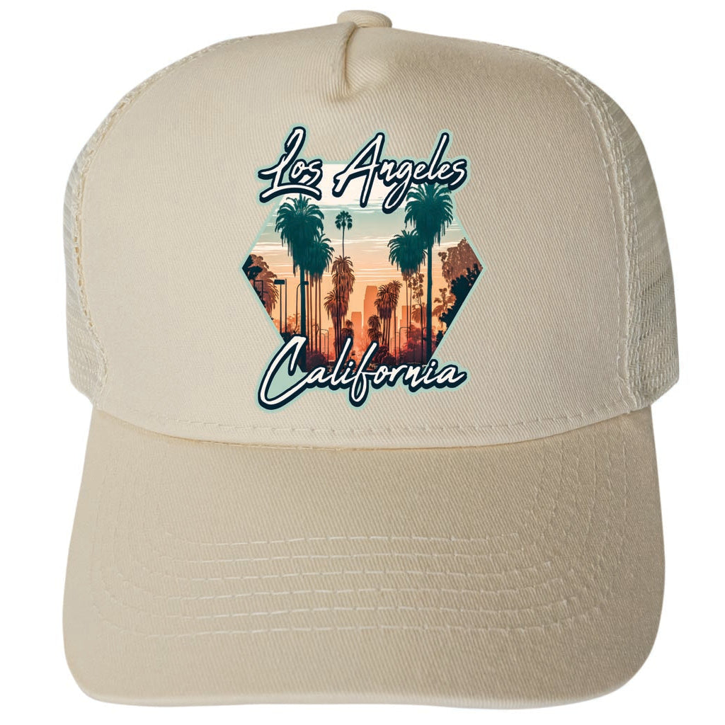 Los Angeles California Design B Unisex Mesh Back Trucker Hat with Adjustable Snapback Image 3