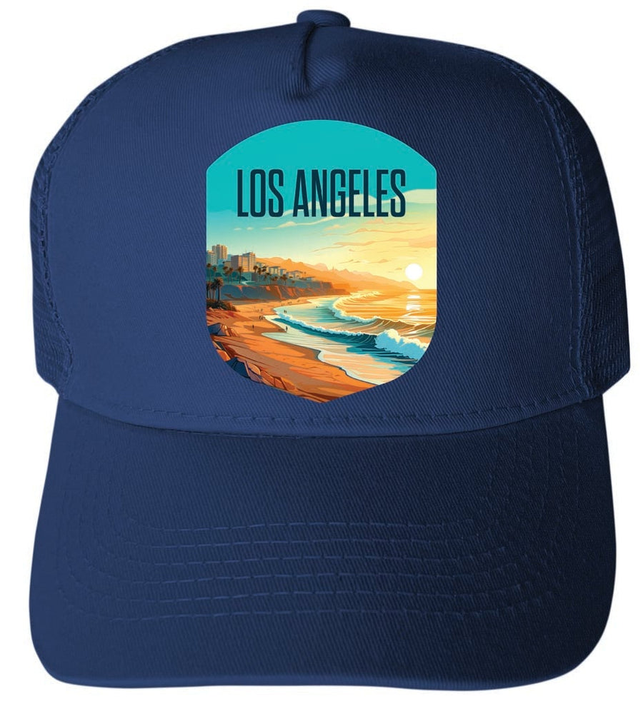 Los Angeles California Design E Unisex Mesh Back Trucker Hat with Adjustable Snapback Image 1