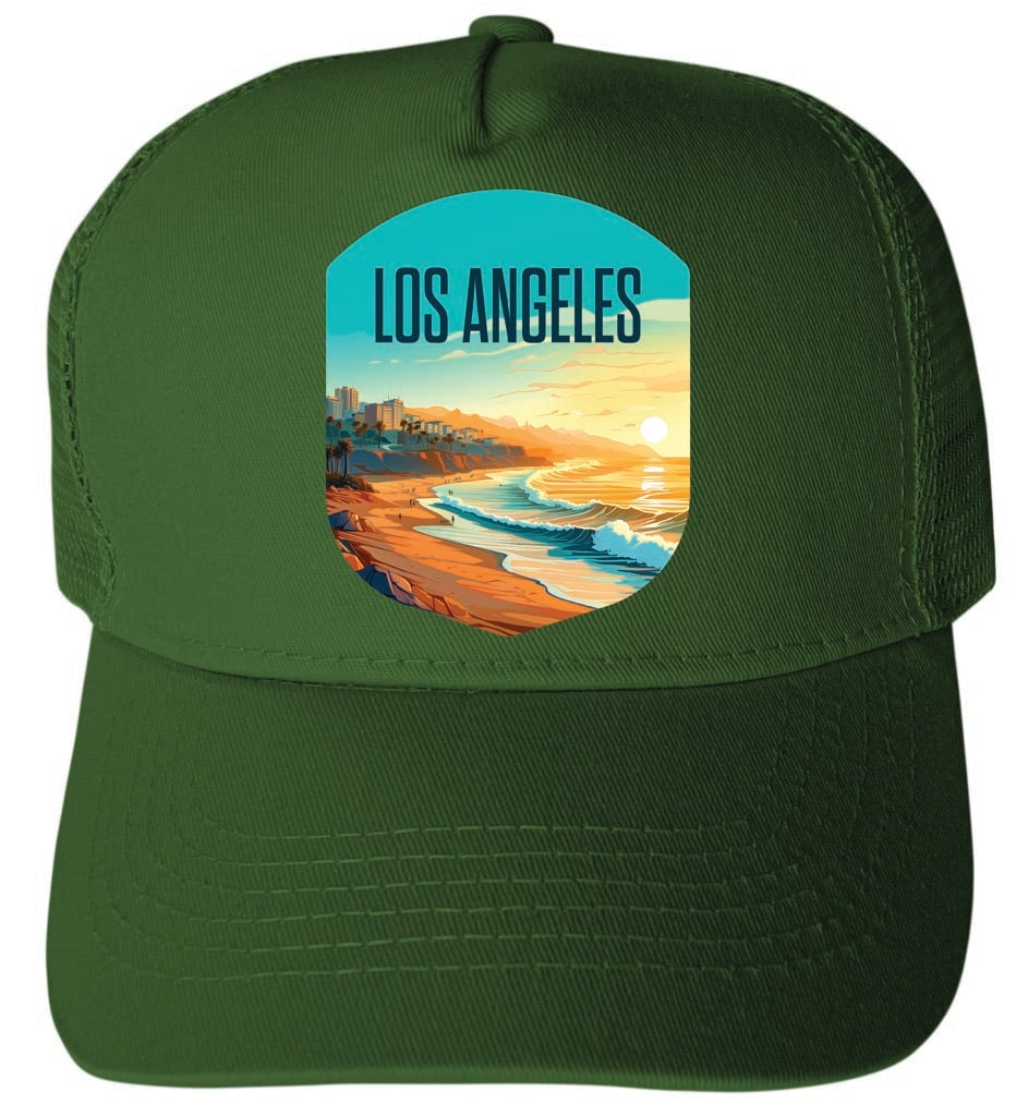 Los Angeles California Design E Unisex Mesh Back Trucker Hat with Adjustable Snapback Image 2