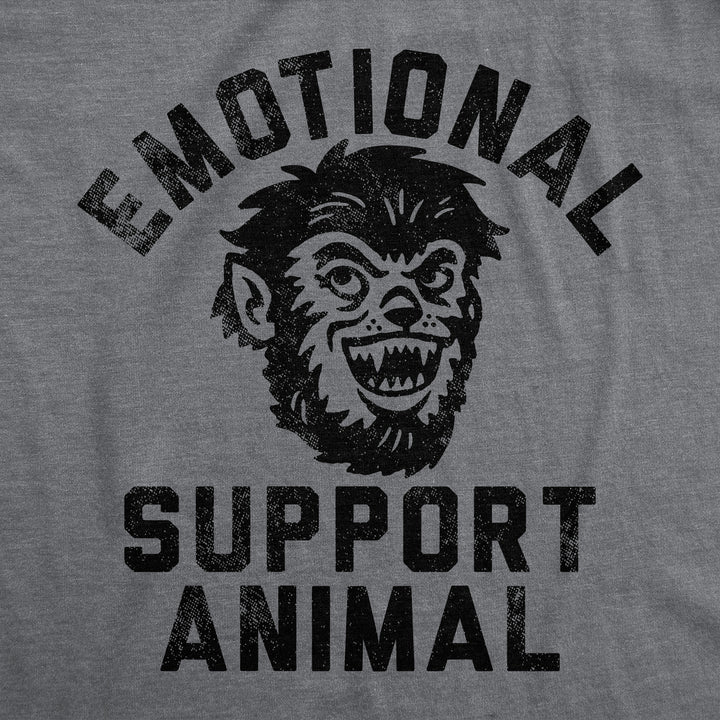 Mens Funny T Shirts Emotional Support Animal Werewolf Sarcastic Halloween Graphic Tee For Men Image 2