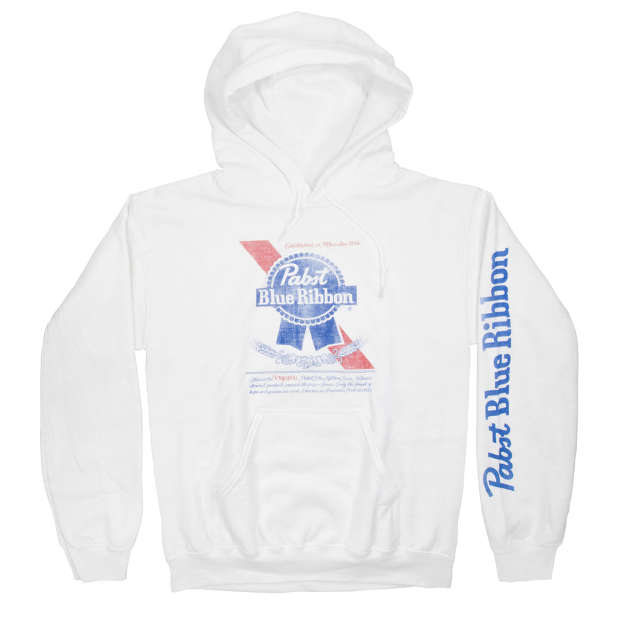 Pabst Blue Ribbon Distressed Classic Logo Pullover Hoodie Image 1