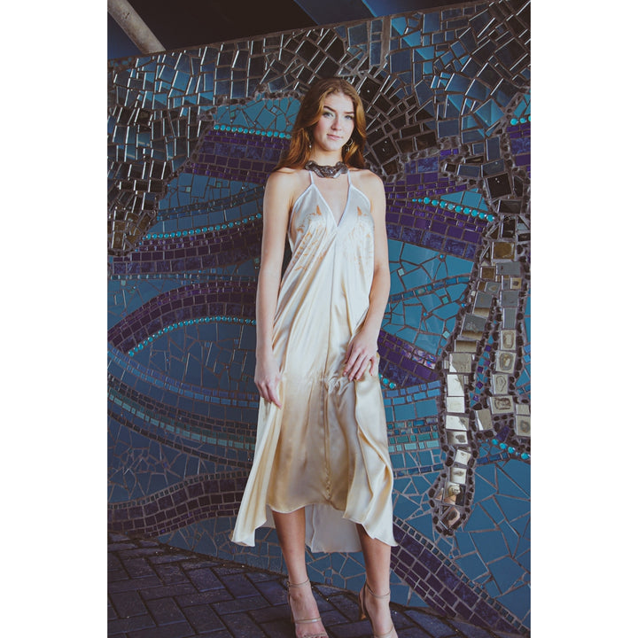 Altair Silk Halter Dress in Dueling Jaguars Image 1