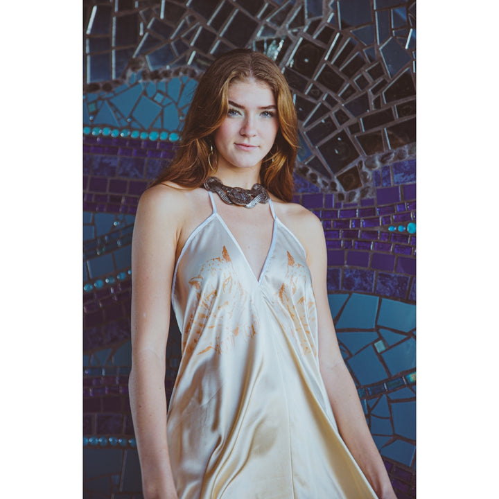 Altair Silk Halter Dress in Dueling Jaguars Image 2