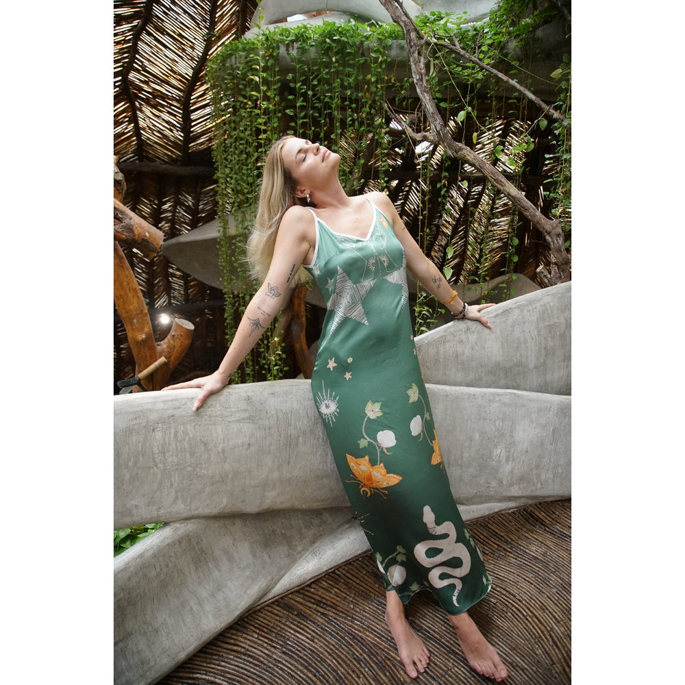 Andromeda Silk Dress in Jungle Altar Image 2