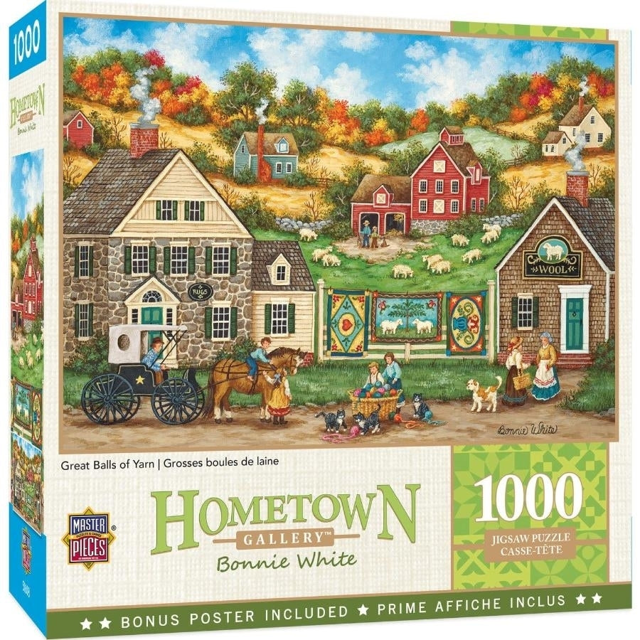 Hometown Gallery Great Balls of Yarn 1000 Piece Jigsaw Puzzle Recycled Material Image 1