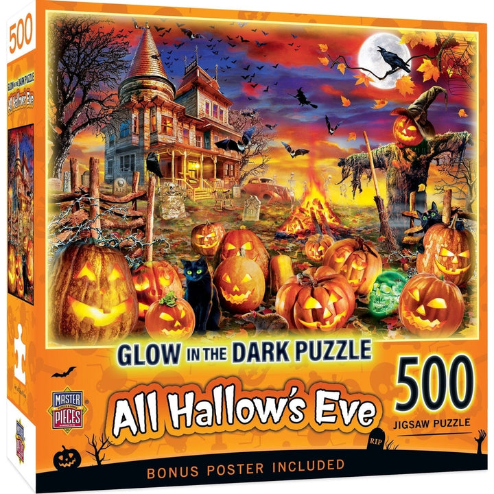 MasterPieces Glow in the Dark Halloween 500 Piece Jigsaw Puzzle 15x21 Recycled Image 1