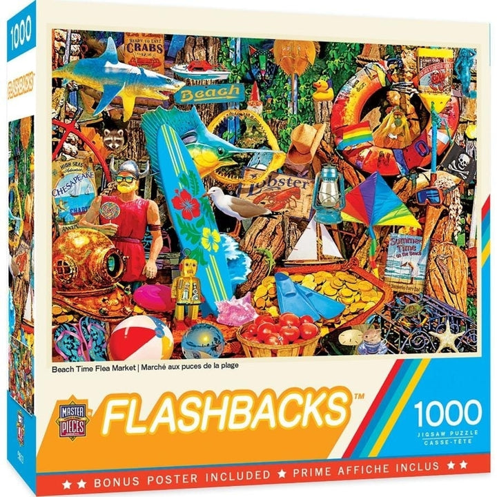 MasterPieces Flashbacks Beach Time Jigsaw Puzzle 1000 Pieces 19.25x26.75 inches Image 1