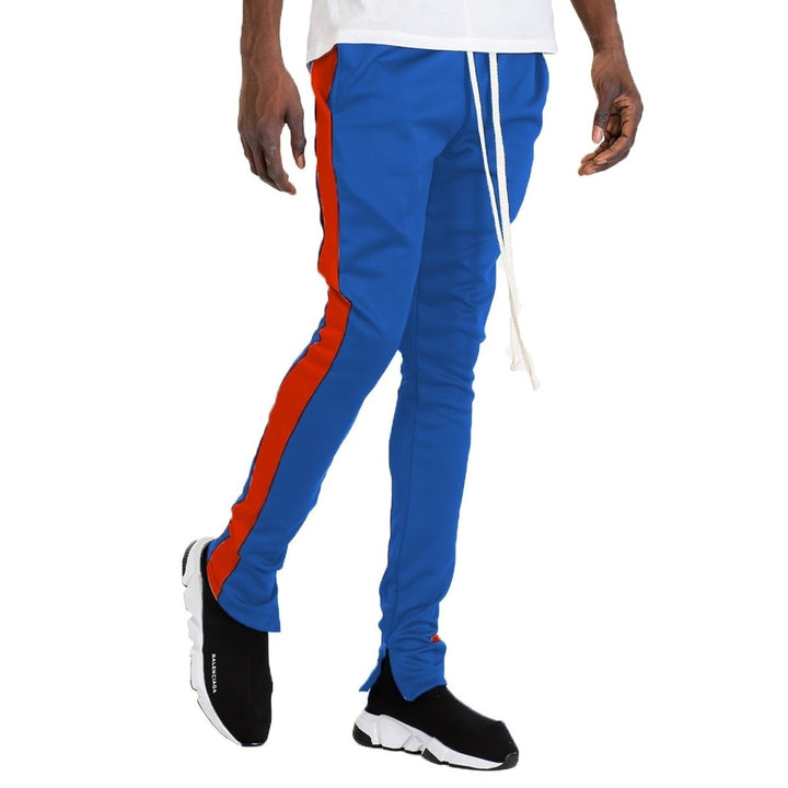 CLASSIC SKINNY FIT TRACK PANTS- ROYAL/ RED Image 1