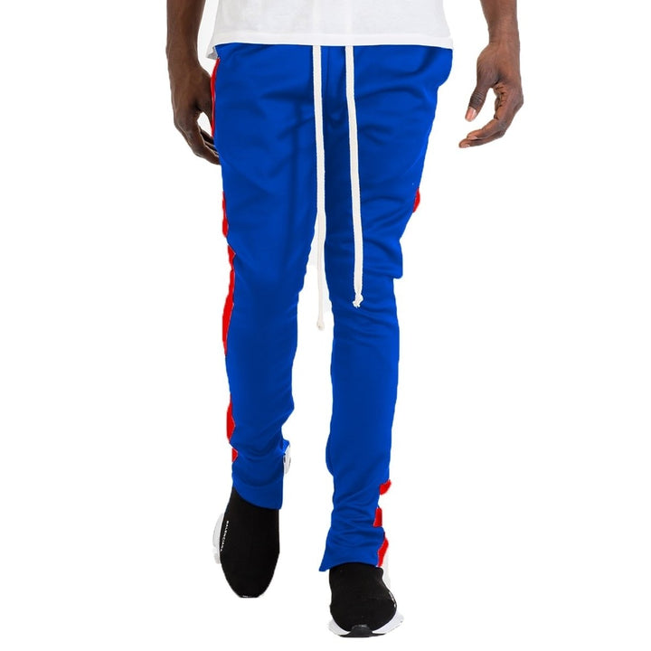 CLASSIC SKINNY FIT TRACK PANTS- ROYAL/ RED Image 3