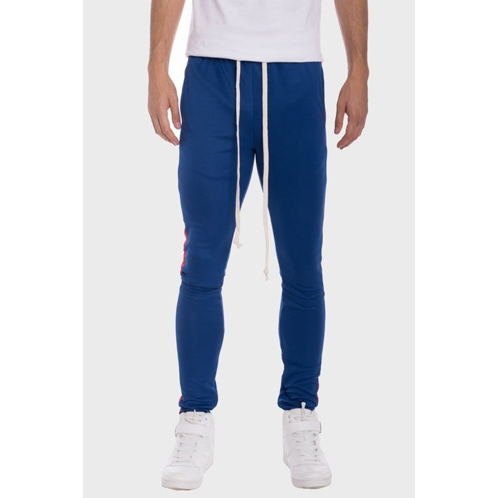 CLASSIC SKINNY FIT TRACK PANTS- ROYAL/ RED Image 4