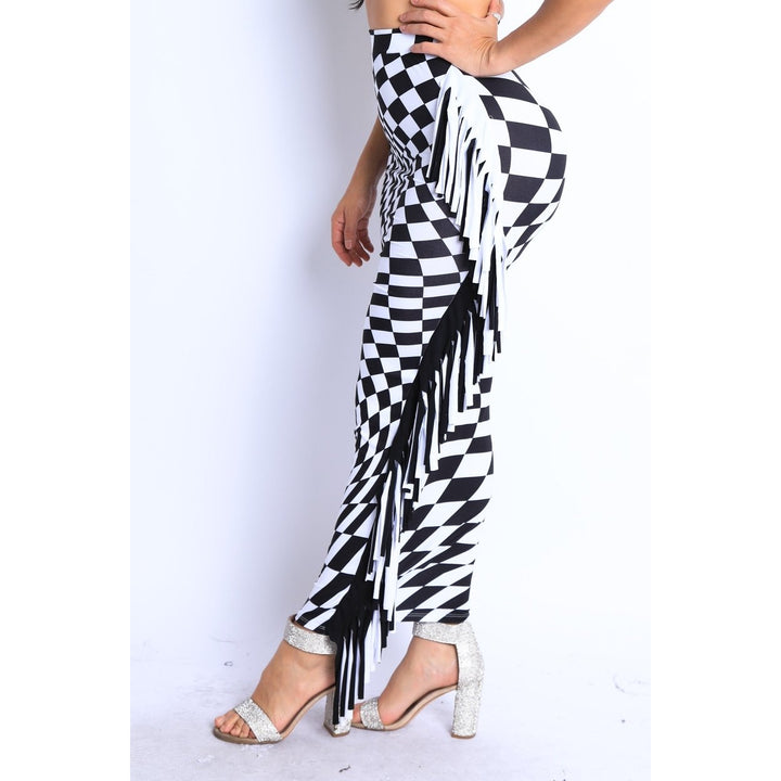 Checkered Elastic High Waist Stretch Bodycon Maxi Pencil Skirt Image 3