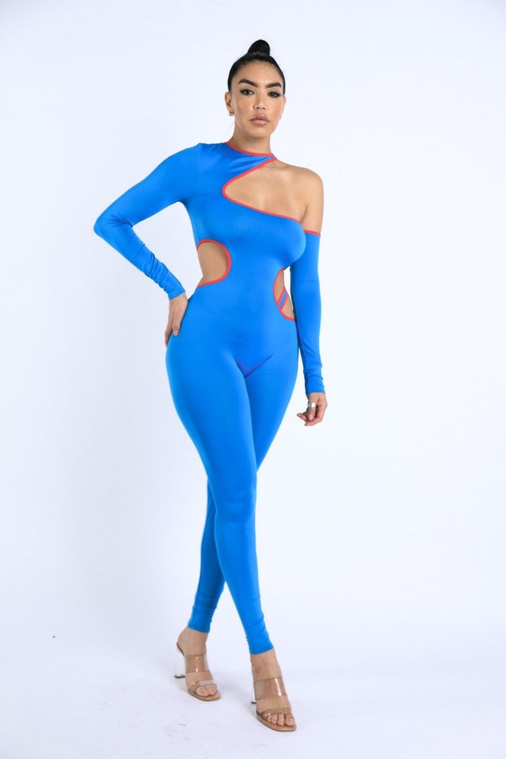 Color Binding Detailed Cutout Jumpsuit Image 2