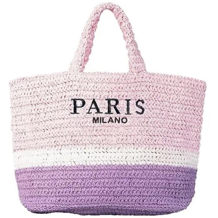 Large Straw Beach Bag  Woven Shoulder Tote Bag  Paris/Milano Image 1