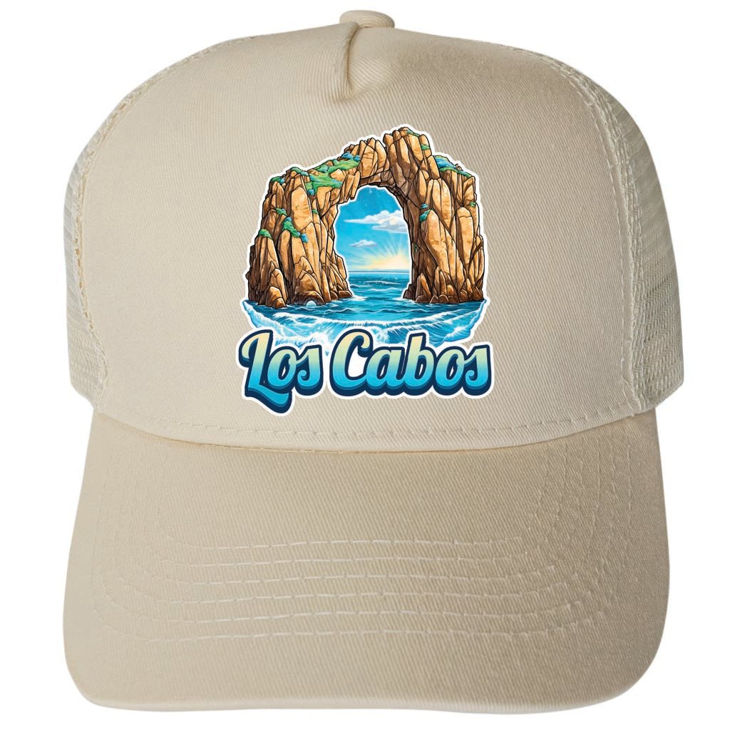 Los Cabos Mexico Design C Unisex Mesh Back Trucker Hat with Adjustable Snapback Image 3