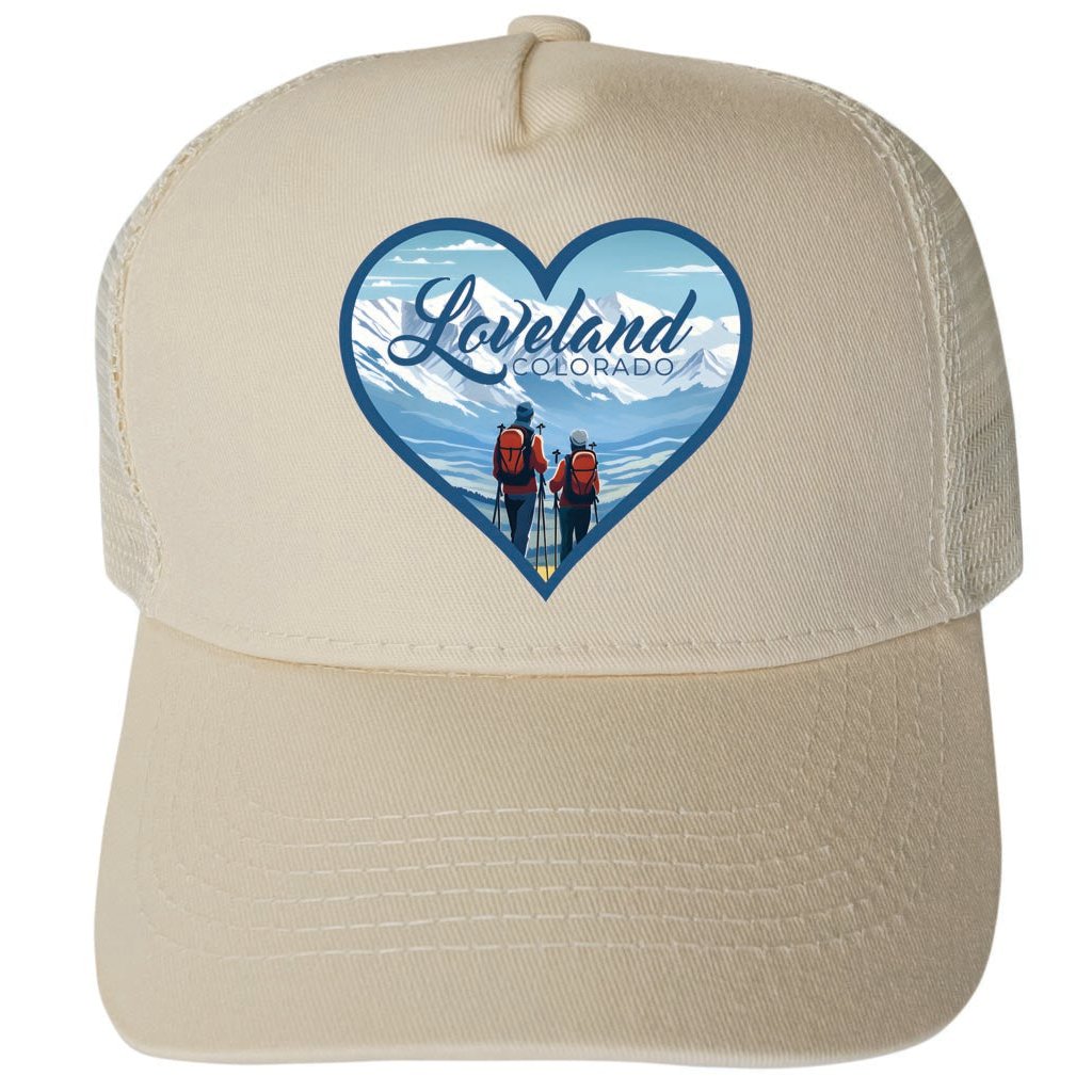 Loveland Colorado Ski Love Design Unisex Mesh Back Trucker Hat with Adjustable Snapback Image 3